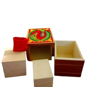Nesting Box Mystical Dragon Vintage Wooden (5 piece) Hidden Storage  4x5 3x5 x 3